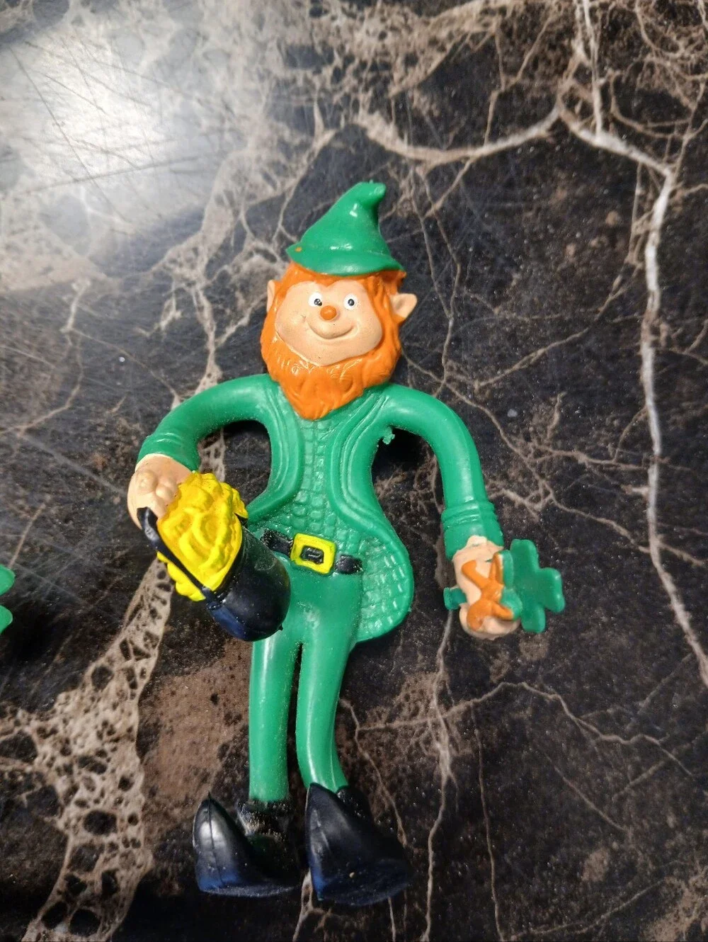 2 Vintage 1979 Amscan Leprechaun St Patrick's Day Rubber Bendable Toys